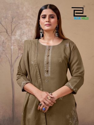Blue Hills Hiba Roman Silk Heavy Enbroidery Chanderi Catalogue Wholesale Rate  readymade suit catalogs