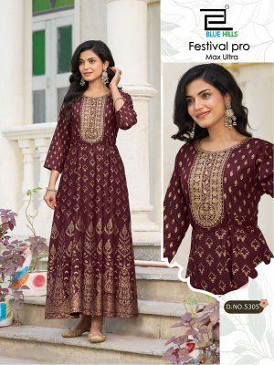 Blue Hulls Festival Pro Max Ultra Rayon Anarkali Gown with Belt (M–10XL) fancy Anarkali suit catalogs