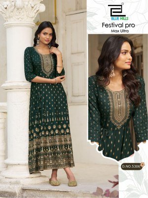 Blue Hulls Festival Pro Max Ultra Rayon Anarkali Gown with Belt (M–10XL) fancy Anarkali suit catalogs