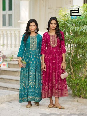Blue Hulls Festival Pro Max Ultra Rayon Anarkali Gown with Belt (M–10XL) fancy Anarkali suit catalogs