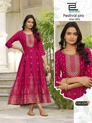 Blue Hulls Festival Pro Max Ultra Rayon Anarkali Gown with Belt (M–10XL) fancy Anarkali suit catalogs