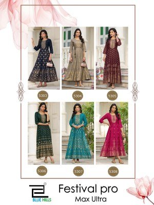 Blue Hulls Festival Pro Max Ultra Rayon Anarkali Gown with Belt (M–10XL) fancy Anarkali suit catalogs