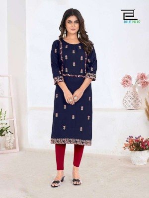 Blue hills Sita Raman Straight Kurti concept with Embroidery work  wholesale Kurti catalogue  kurtis catalogs