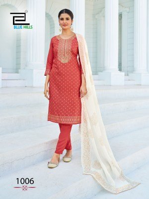 Blue hills by Swift reyon foil print exclusive kurti pant and dupatta catalogue at affordable rate readymade suit catalogs