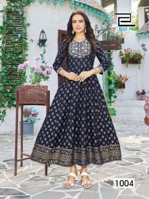 Blue hills by walkway remix vol 1 anarkali fancy kurti catalog at wholesale price  kurtis catalogs