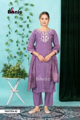  Bonie Pavitra Vol 3 Kurti Pant Dupatta Set  PV Fancy Fabric with Heavy Embroidery And Handwork Product Wholesale kurti pant with dupatta Catalogs