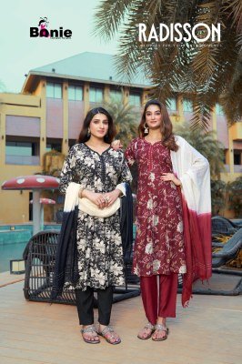 Bonie Radisson Vatican Print Kali Kurti with Pant And Dupatta Wholesale  kurtis catalogs