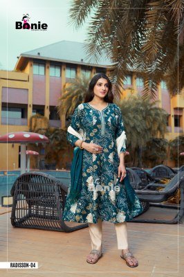 Bonie Radisson Vatican Print Kali Kurti with Pant And Dupatta Wholesale  kurtis catalogs