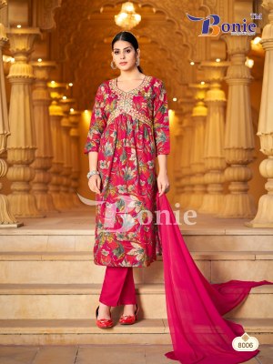 Bonie by Alia 8 heavy reyon prosium printed kurti pant and dupatta catalogue at low rate readymade suit catalogs