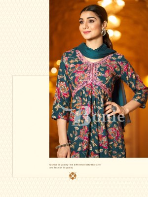 Bonie by Alia 8 heavy reyon prosium printed kurti pant and dupatta catalogue at low rate readymade suit catalogs