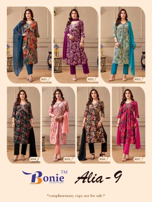 Bonie by Alia 9 heavy reyon prosium print readymade suit catalogue at wholesale price  readymade suit catalogs