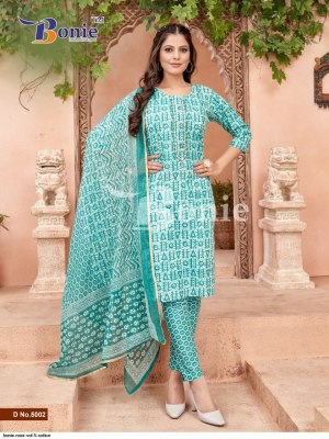 Bonie by Noor 5 present cotton printed readymade kurti pant and dupatta catalogue at wholesale price readymade suit catalogs