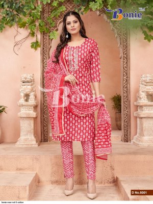 Bonie by Noor 5 present cotton printed readymade kurti pant and dupatta catalogue at wholesale price readymade suit catalogs