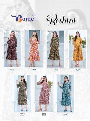Bonie by Roshini vol 1 reyon mill printed flared kurti catalogue at amaviexpo kurtis catalogs