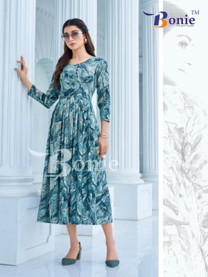 Bonie by Roshini vol 1 reyon mill printed flared kurti catalogue at amaviexpo kurtis catalogs