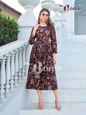 Bonie by Roshini vol 1 reyon mill printed flared kurti catalogue at amaviexpo kurtis catalogs