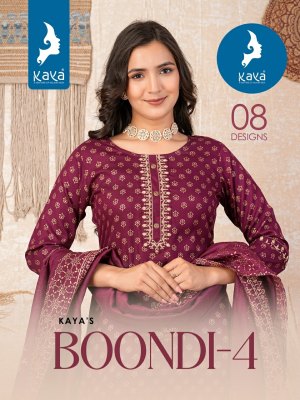 Boondi 4 by Kaya Reyon Straight cut kurti pant and dupatta catalogue at amaviexpo readymade suit catalogs