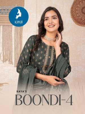 Boondi 4 by Kaya Reyon Straight cut kurti pant and dupatta catalogue at amaviexpo readymade suit catalogs