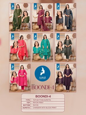 Boondi 4 by kaya reyon printed fancy readymade suit catalogue at low rate readymade suit catalogs