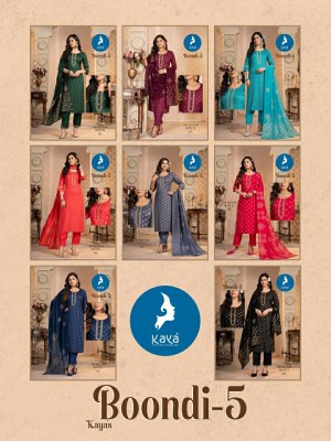 Boondi 5 by Kaya Reyon foil printed Elegant chanderi block printed readymade suit collection  readymade suit catalogs