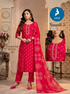 Boondi 5 by Kaya Reyon foil printed Elegant chanderi block printed readymade suit collection  readymade suit catalogs
