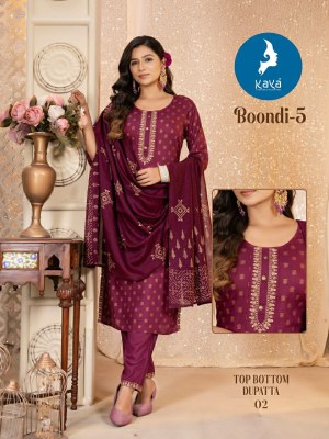 Boondi 5 by Kaya Reyon foil printed Elegant chanderi block printed readymade suit collection  readymade suit catalogs