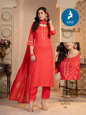 Boondi 5 by Kaya Reyon foil printed Elegant chanderi block printed readymade suit collection  readymade suit catalogs