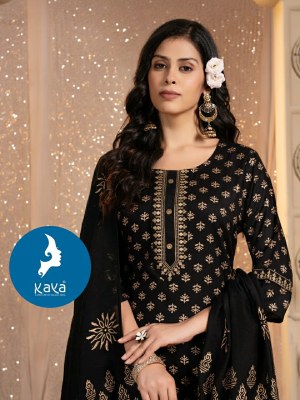 Boondi 5 by Kaya Reyon foil printed Elegant chanderi block printed readymade suit collection  readymade suit catalogs