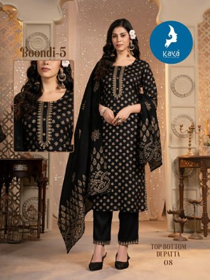 Boondi 5 by Kaya Reyon foil printed Elegant chanderi block printed readymade suit collection  readymade suit catalogs