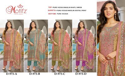 Brand Motifz Design No-973 Pure Viscose Maslin Digital Print Dress Material with Khatli Work Wholesale Ethnic Fabric dress material catalogs