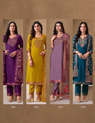 Brasso by Lily and lali Mirror work roman silk designer top bottom with dupatta catalogue at low rate readymade suit catalogs