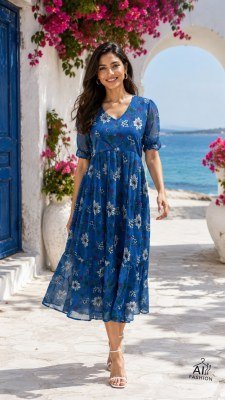 Breeze Heavy Georgette Printed Maxi Dress with Fancy Sleeves wholesale catalogs