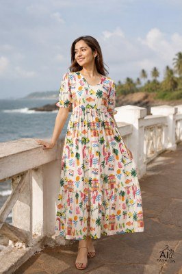Breeze Heavy Georgette Printed Maxi Dress with Fancy Sleeves western wear catalogs