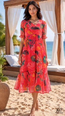 Breeze Heavy Georgette Printed Maxi Dress with Fancy Sleeves western wear catalogs