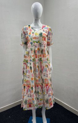 Breeze Heavy Georgette Printed Maxi Dress with Fancy Sleeves western wear catalogs