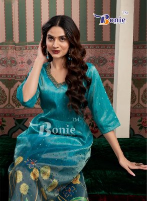 Brinda by Bonie Digital printed jacquard top bottom and dupatta catalogue at affordable rate  readymade suit catalogs