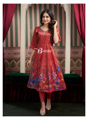 Brinda by Bonie Digital printed jacquard top bottom and dupatta catalogue at affordable rate  readymade suit catalogs