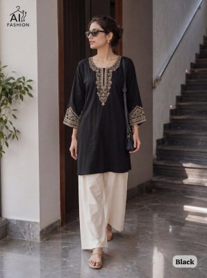 Bunaai Heavy Embroidery Rayon Short Top with Palazzo Set kurtis catalogs