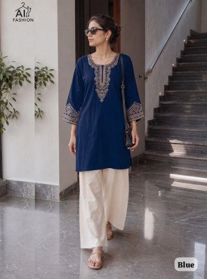 Bunaai Heavy Embroidery Rayon Short Top with Palazzo Set kurtis catalogs