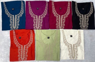 Bunaai Heavy Embroidery Rayon Short Top with Palazzo Set kurtis catalogs