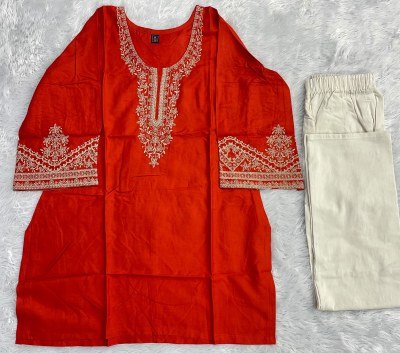 Bunaai Heavy Embroidery Rayon Short Top with Palazzo Set kurtis catalogs