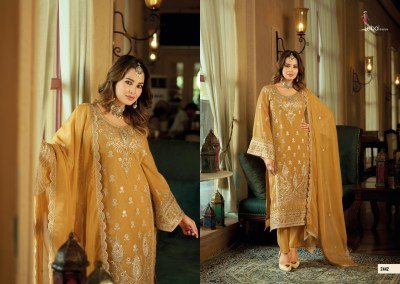 Buy Eba Lifestyle Aroma Designer Organza Suits Wholesale in Surat readymade suit catalogs