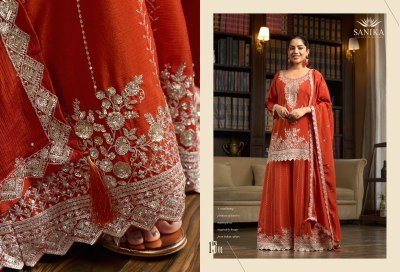 Buy Sanika Fashion Yaari Collection Embroidered Chinon Palazzo Suits readymade suit catalogs