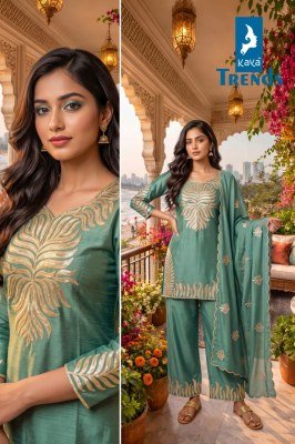 CHINON D.No. 6773 3-Piece Suit with Plazo With Dupatta  Size wise Combo Set