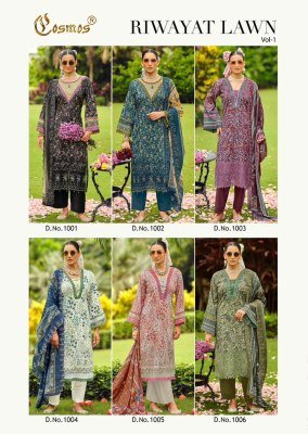 COSMOS FASHION RIWAYAT VOL-1 –Lawn Cotton Chikankari 3-Piece Dress Material dress material catalogs