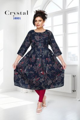 CRYSTAL Vol 16 Feeding  Vertican Foil Print Kurti Set  kurtis catalogs