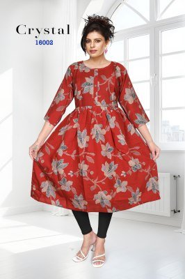 CRYSTAL Vol 16 Feeding  Vertican Foil Print Kurti Set  kurtis catalogs