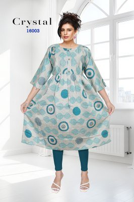 CRYSTAL Vol 16 Feeding  Vertican Foil Print Kurti Set  kurtis catalogs