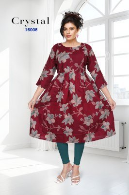 CRYSTAL Vol 16 Feeding  Vertican Foil Print Kurti Set  kurtis catalogs