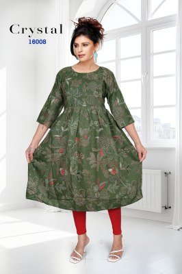 CRYSTAL Vol 16 Feeding  Vertican Foil Print Kurti Set  kurtis catalogs